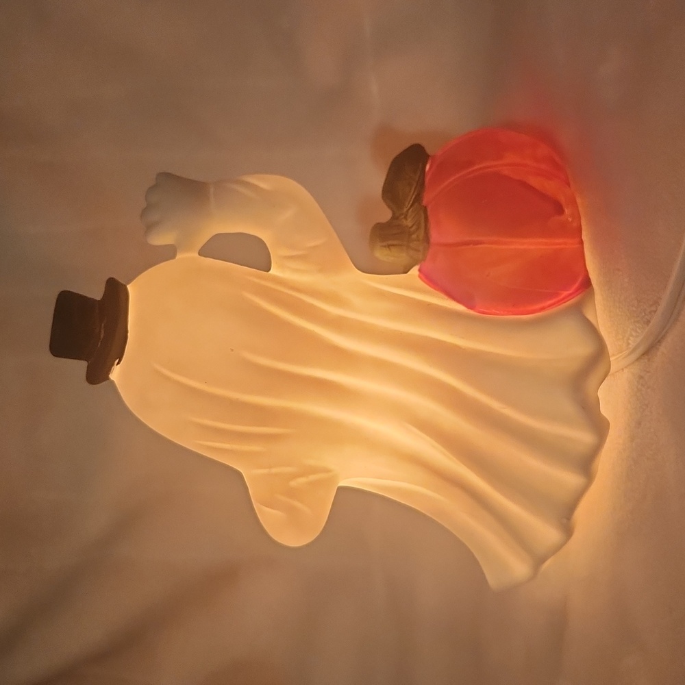 Vintage, Halloween, Goofy,  Silly, Ghost Night Light w Pumpkin - Picture 8 of 8